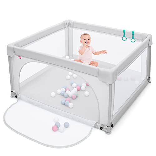 COSTWAY 120 x 120cm Baby Laufstall mit 50...